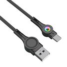 Foneng X59 USB to USB-C cable, LED, 3A, 1m (black), Foneng