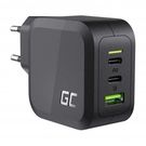 Power charger Green Cell GC PowerGaN 65W (2x USB-C Power Delivery, 1x USB-A compatible with Quick Charge 3.0), Green Cell