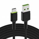 Cable USB - USB-C Green Cell GC Ray, 200cm, green LED, with Ultra Charge, QC 3.0, Green Cell