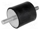 Vibration damper; M10; Ø: 50mm; rubber; L: 50mm; Thread len: 28mm ELESA+GANTER