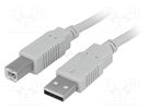 Cable; USB 2.0; USB A plug,USB B plug; 5m; light grey BQ CABLE