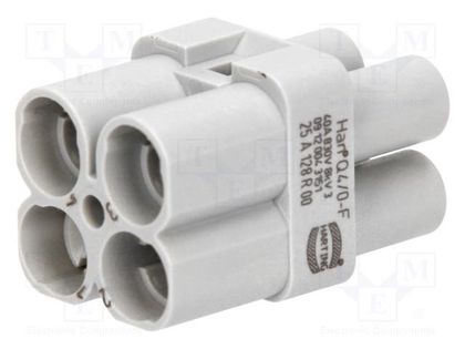 Connector: HDC; contact insert; female; Han Q; PIN: 4; size 3A; 830V HARTING 09120043151