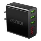 Wall Charger Choetech C0026, US plug, 3x USB-C with digital display 15W (black), Choetech