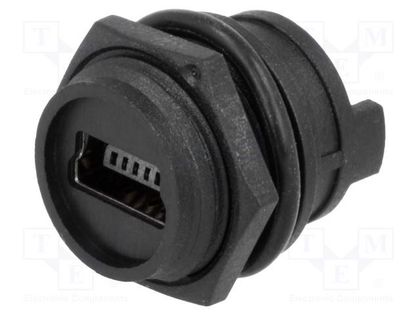 Socket; USB B mini; for panel mounting; soldering; straight; IP67 EDAC 690-W05-260-044