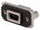 Socket; USB B mini; MUSB; for panel mounting,on PCBs,screw; THT Amphenol Communications Solutions