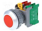 Switch: push-button; 30mm; Stabl.pos: 1; NC + NO; red; IP65; XB30 AUSPICIOUS
