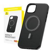 Magnetic Phone Case for iPhone 15 Plus Baseus Fauxther Series (Black), Baseus