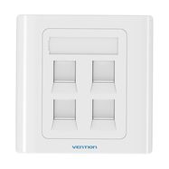 4-Port Keystone Wall Plate 86 Type Vention IFCW0 White, Vention