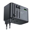 Multifunctional travel wall charger Acefast Z1, 2xUSB-A, 3xUSB-C, GaN, 67W, US/EU/UK/AU (black), Acefast