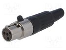 Plug; XLR mini; female; PIN: 4; for cable; soldering; straight NINIGI