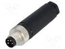 Connector: M8; male; PIN: 4; straight; for cable; plug LUMBERG AUTOMATION