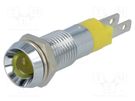 Indicator: LED; recessed; yellow; 24÷28VDC; Ø8.2mm; IP67; metal SIGNAL-CONSTRUCT