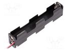Holder; AA,R6; Batt.no: 4; cables; black; 150mm COMF