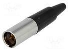 Plug; XLR mini; male; PIN: 3; for cable; soldering; 5A; 0.5mm2; 3.5mm AMPHENOL