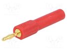 Adapter; 2mm banana; 36A; 60VDC; red; gold-plated; 44.5mm 
