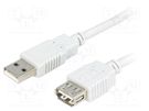 Cable; USB 2.0; USB A socket,USB A plug; 3m; light grey BQ CABLE