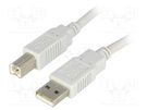 Cable; USB 2.0; USB A plug,USB B plug; 5m; grey; Core: Cu BQ CABLE