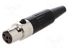 Plug; XLR mini; female; PIN: 4; for cable; soldering; 5A; 0.5mm2 AMPHENOL