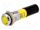 Indicator: LED; recessed; yellow; 230VAC; Ø14.2mm; IP67; metal SIGNAL-CONSTRUCT