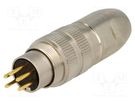 Connector: M16; plug; male; soldering; for cable; PIN: 5; 5A; 250V LUMBERG