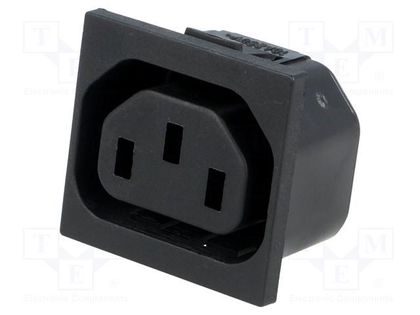 Connector: AC supply; socket; female; 10A; 250VAC; IEC 60320; THT SCHURTER 6650.4520