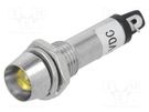 Indicator: LED; recessed; yellow; 24VDC; Ø8.2mm; IP40; metal NINIGI