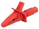 Crocodile clip; 10A; red; max.25mm; Connection: 4mm socket CLIFF