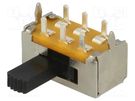 Switch: slide; Pos: 2; DPDT; 1A/125VDC; ON-ON; THT; -20÷60°C; 50mΩ CANAL ELECTRONIC