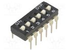 Switch: DIP-SWITCH; Poles number: 6; ON-OFF; 0.1A/24VDC; Pos: 2 DIPTRONICS