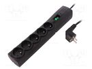 Plug socket strip: protective; Sockets: 5; 250VAC; 10A; black; 175J EVER