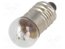 Filament lamp: miniature; E10; 24VDC; 50mA; Bulb: spherical; 1.2W BRIGHTMASTER