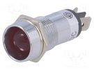 Indicator: LED; recessed; red; 24VDC; Ø14.2mm; IP40; brass SCI