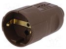 Connector: AC supply; female; socket; 2P+PE; 230VAC; 16A; brown PCE
