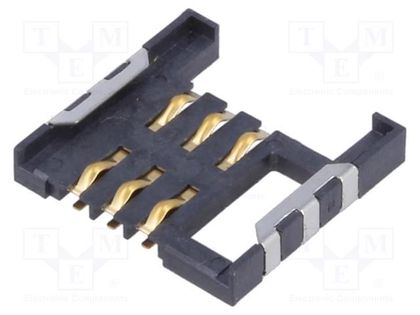 Connector: for cards; SIM; without ejector; SMT; gold flash; PIN: 6 ATTEND MCC-SIM/1