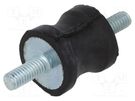 Vibration damper; M4; Ø: 15mm; rubber; L: 15mm; Thread len: 10mm ELESA+GANTER