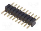 Pin header; pin strips; male; PIN: 10; straight; 1.27mm; THT; 1x10 CONNFLY