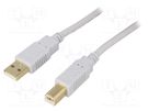 Cable; USB 2.0; USB A plug,USB B plug; gold-plated; 1.8m; grey BQ CABLE