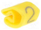 Markers; Marking: 2; 3÷5mm; PVC; yellow; -30÷80°C; leaded; UL94V-0 WEIDMÜLLER