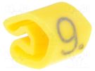 Markers; Marking: 9; 3÷5mm; PVC; yellow; -30÷80°C; leaded; UL94V-0 WEIDMÜLLER