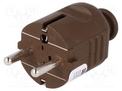 Connector: AC supply; male; plug; 2P+PE; 230VAC; 16A; brown; PIN: 3 PCE 08282
