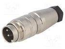Connector: M16; plug; male; soldering; for cable; PIN: 4; 5A; 300V AMPHENOL