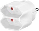 Socket Adapter, white - compact multi plug with 2x Euro female (Type C CEE 7/16)