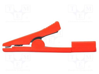 Crocodile clip; 3A; 70VDC; red; Grip capac: max.8mm; 33VAC; nickel SCHÜTZINGER AK2799NI-RT