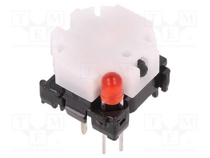 Switch: keypad; Pos: 2; SPST-NO; 0.1A/28VDC; white; LED; red; THT Marquardt 6425.4111