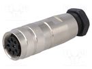 Connector: M16; plug; female; soldering; for cable; PIN: 8; 5A; 60V BULGIN