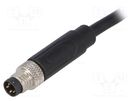 Connector: M8; male; PIN: 4; straight; plug; 3A; IP67; 30V; 1m; PVC BULGIN