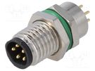 Connector: M8; male; PIN: 5; for panel mounting,front side nut BULGIN