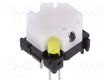 Switch: keypad; Pos: 2; SPST-NO; 0.1A/28VDC; white; LED; yellow; THT Marquardt 6425.4121