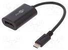 Adapter; USB 3.0; DisplayPort socket,USB C plug; 0.2m; black Goobay