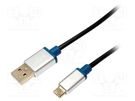 Cable; USB 2.0; USB A plug,USB B micro plug; 1m; black LOGILINK
